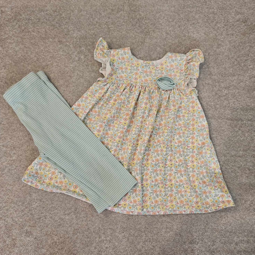 Little girls floral print 2 piece outfit